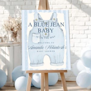 Editable Baby Shower Welcome Sign: Blue Jean Theme (Digital Template)
