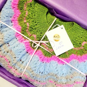 Handstickad spetströja: Överdimensionerad ullblandad boho-tröja elegant färgglad damtröja