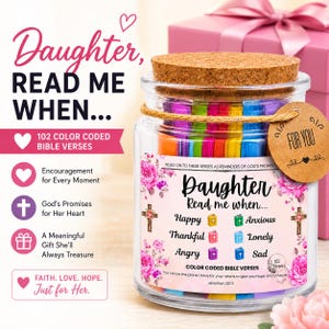 Bible Verse Jar for Daughter – Color-Coded Scriptures Encouragement Gift