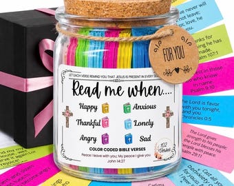Read Me When Jar, Bible Verse Jar for Daily Scripture Encouragement ,  Bible Verses, Christmas Gift, Birthday Gift, Christian Gift