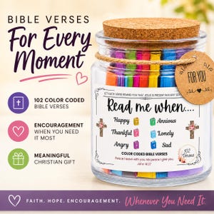 Read Me When Bible Verse Jar, Color Coded Scripture Encouragement