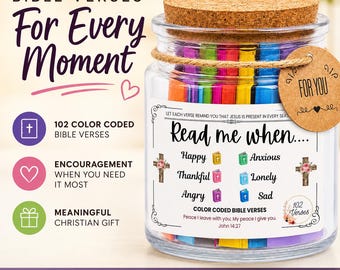 Read Me When Bible Verses Jar Mini Verse Scripture Cards in Glass Container with Cork Lid Mothers Day Gifts Christian Gifts for Women & Men
