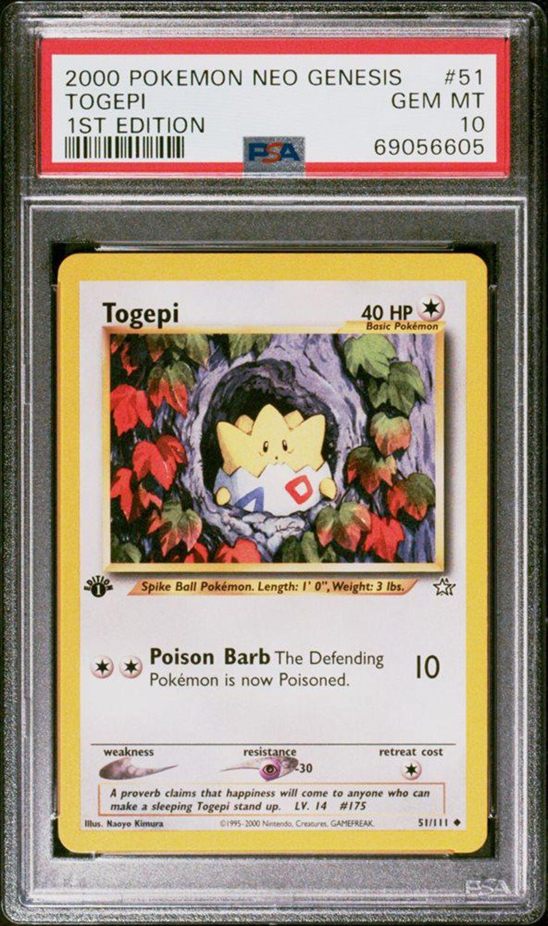 【超希少】トゲピー TOGEPI 旧裏 PSA9 Yuka Morii Neo 2000 POKEMON NEO GENESIS Togepi 1st Edition - Etsy