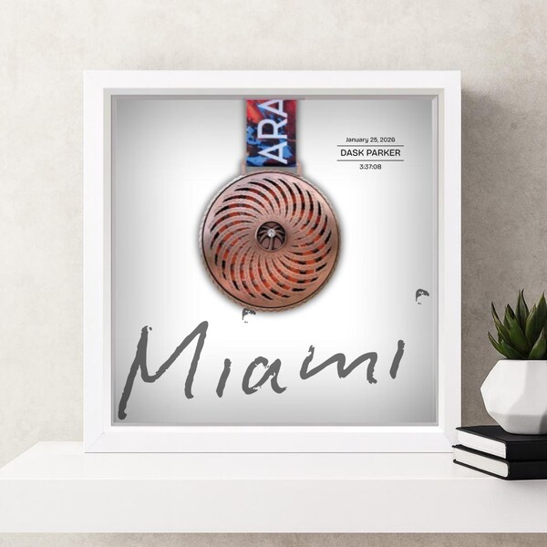 Miami Marathon Personalized Medal Frame (Script)