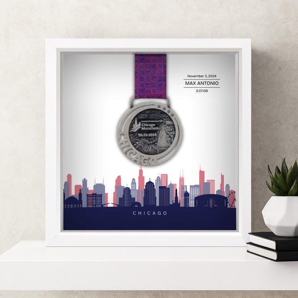 Chicago Marathon Personalized Medal Frame (Skyline)