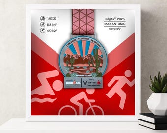 Personalized Triathlon Medal Display Frame