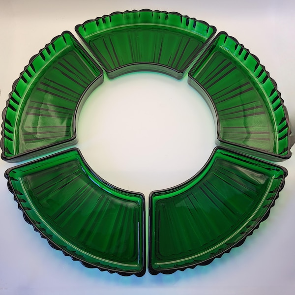 Platos para salsas vintage Anchor Hocking color verde bosque - Diseño Old Café