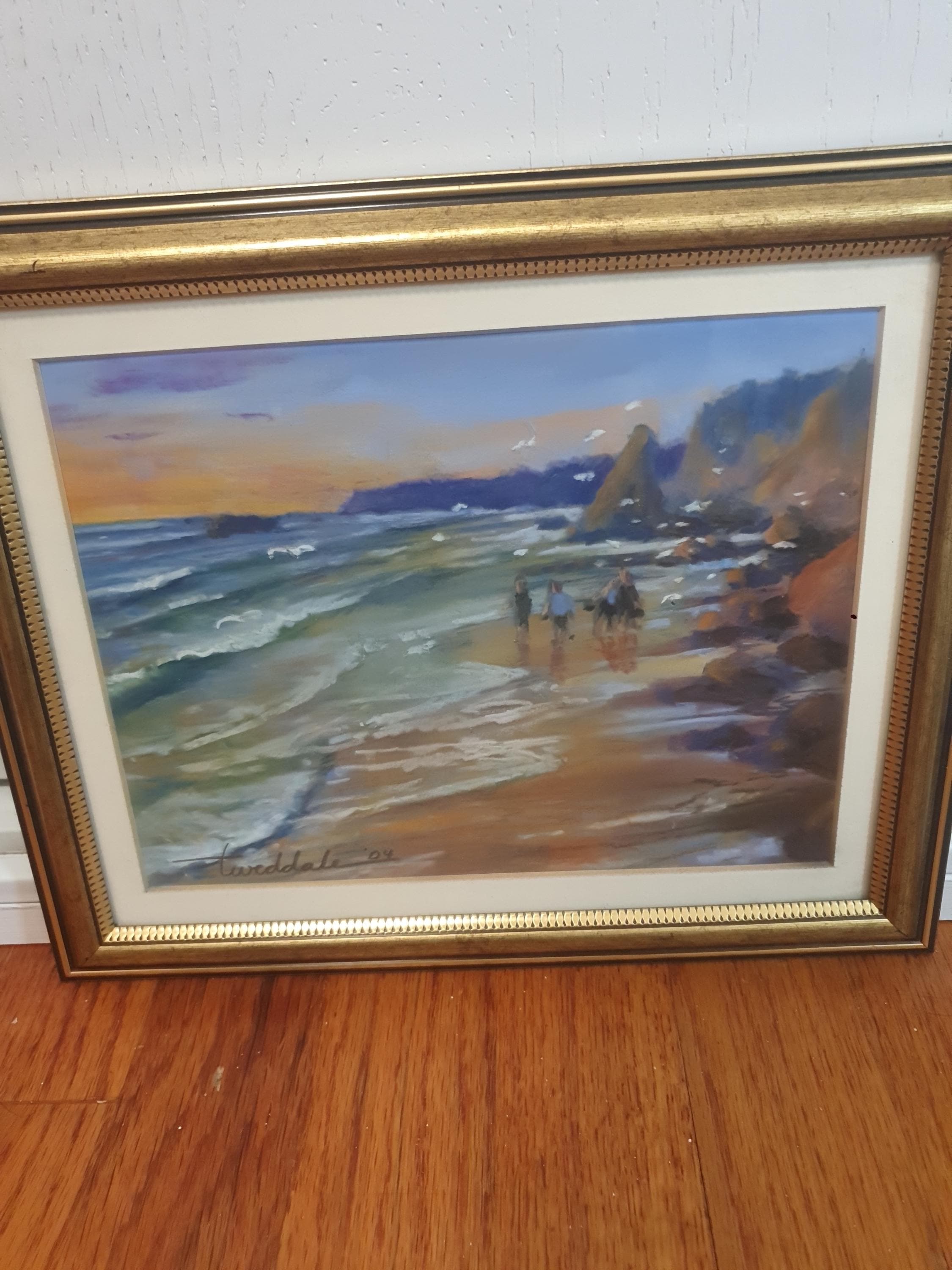 Tweddale 2004 Oregon Coast Trio #2 (Right) - Original Pastel Painting, Framed, Signed