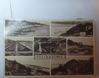 WWII gecensureerde luchtpostkaart – Felixstowe, Engeland naar de VS, jaren 1940, George VI-stempel,