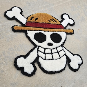 Handmade Straw Hat Jolly Roger Rug