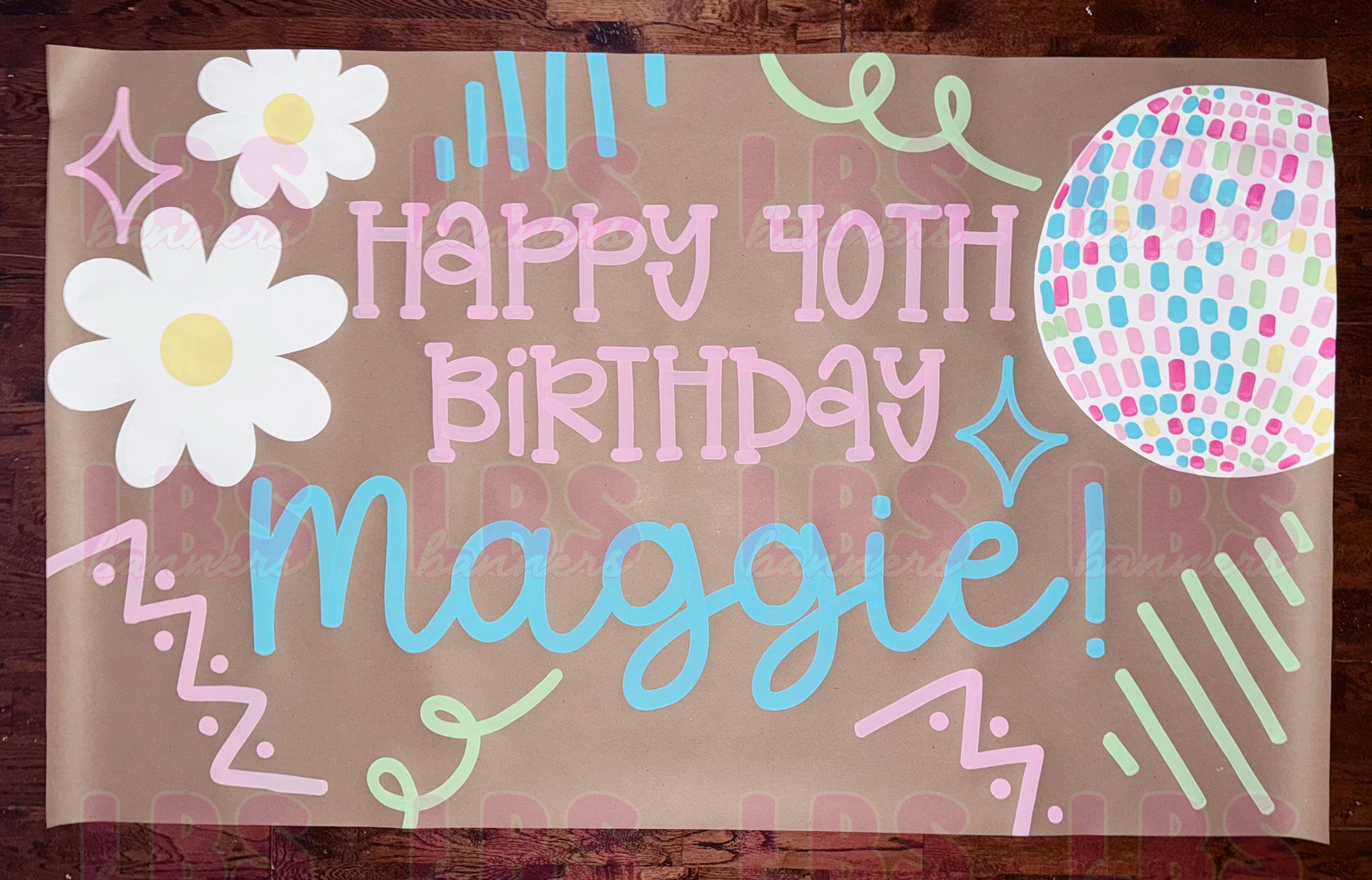 Retro Pastel Editable Canva Banner Template | 36x60in Size | Digital ...