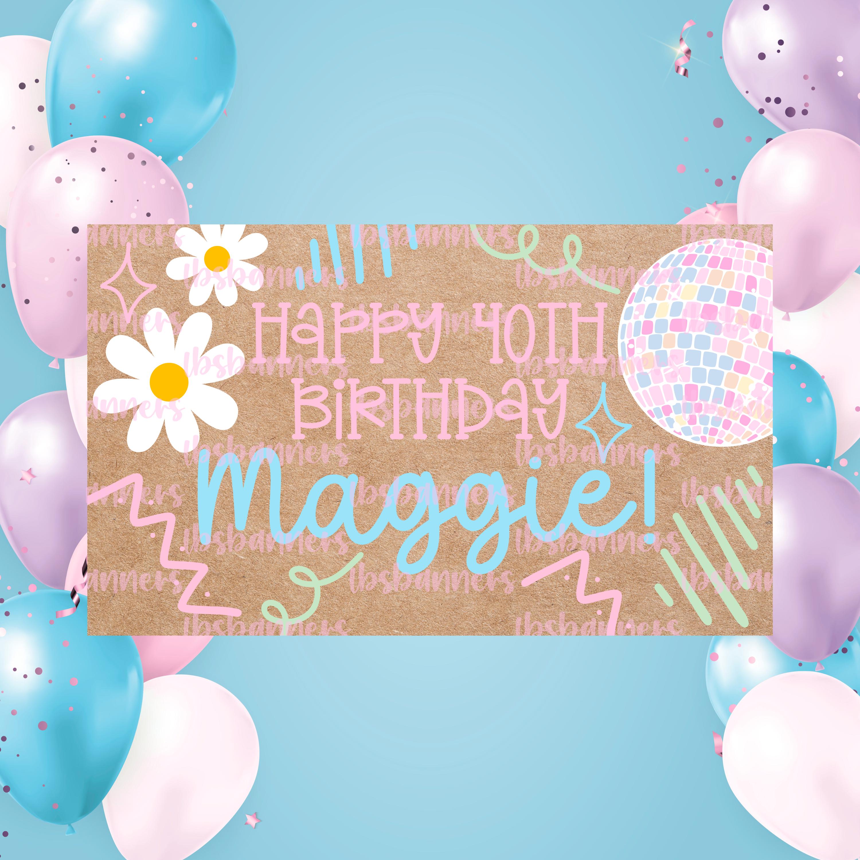 Retro Pastel Editable Canva Banner Template | 36x60in Size | Digital ...