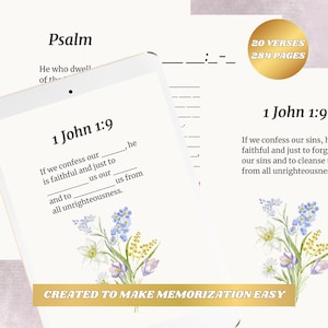 Interactive Scripture Recall Ebook, Floral GoodNotes Bible Verse Memorization for Women (Digital Download)