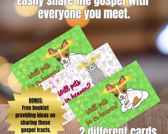 Pets in Heaven Gospel Tract Cards: Dog & Cat Christian Evangelism (300 DPI PDF Download)