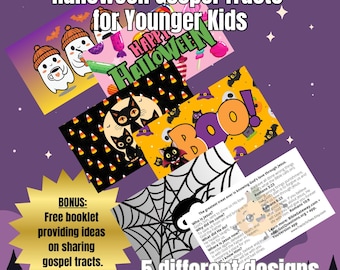 Halloween Gospel for Kids: Christian Tract Cards, Clear Gospel Message, 300 DPI (Printable Bundle)