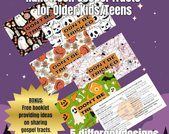 Halloween Gospel Tracts for Teens: Christian Outreach Cards for Youth (300 DPI Digital Download)