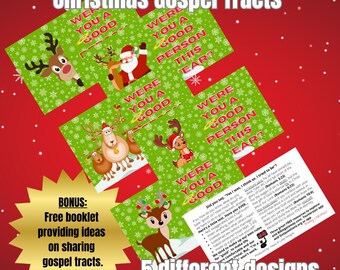 Christmas Reindeer Gospel Tracts: Winter Christian Evangelism Cards (PDF Download)
