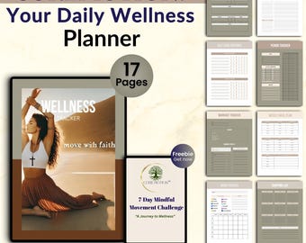 Wellness Planner | Self Care, Fitness, Habit Tracker (Digital Download)