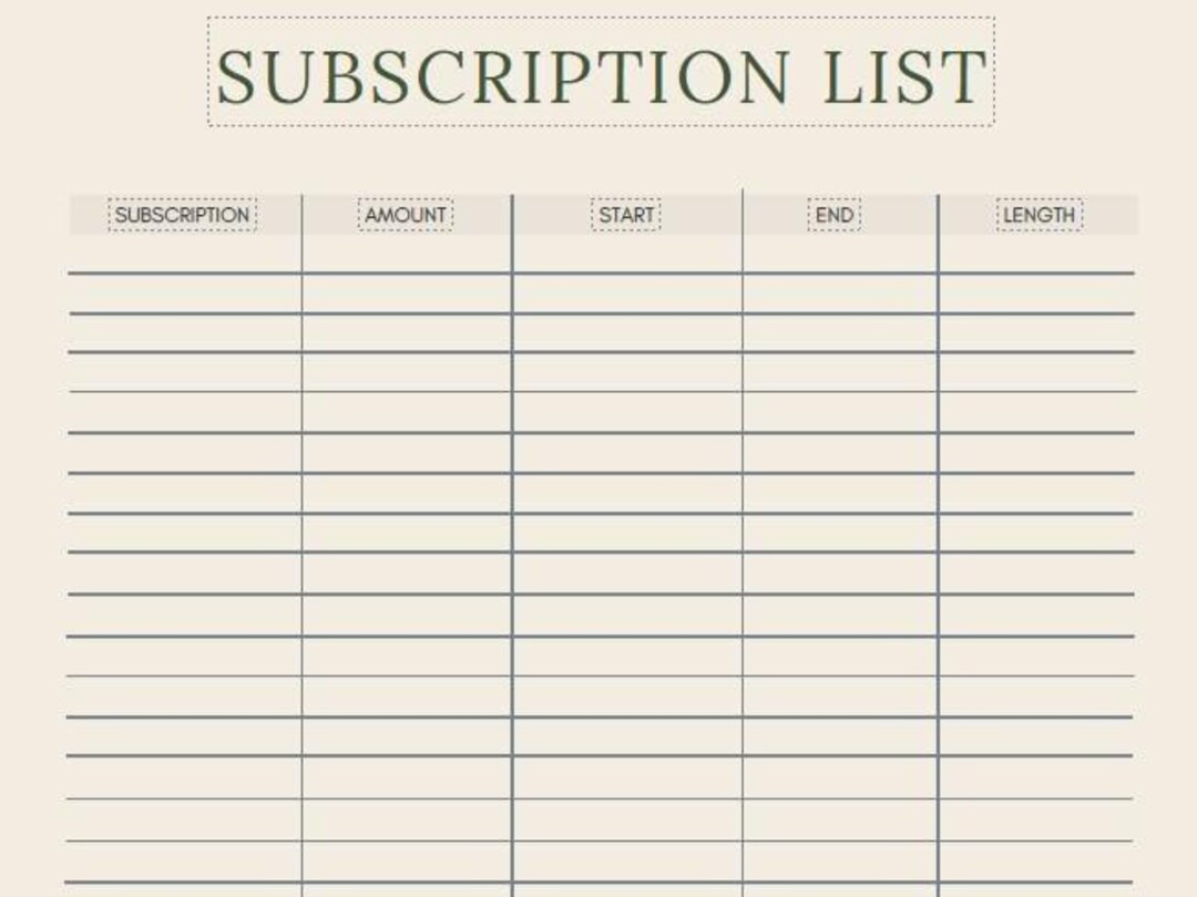 Subscriptions Printable Subscription Tracker Printable, Monthly Budget Planner (PDF Download ...