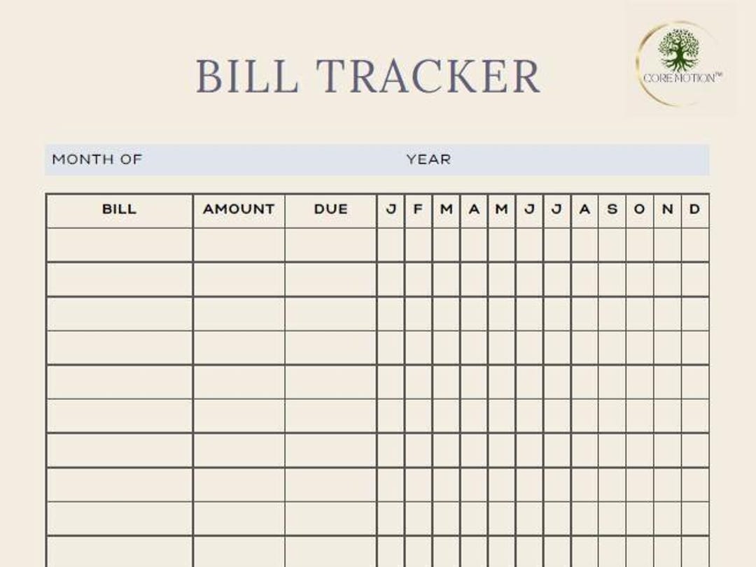 Printable Bill Tracker: Monthly Budget Planner, Finance Organizer (PDF ...