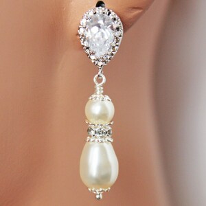 Wedding Earrings, Bridal Earrings, Rhinestone Pearl Drop, Bridal Jewelry, Wedding Jewelry, Bridesmaids Jewelry
