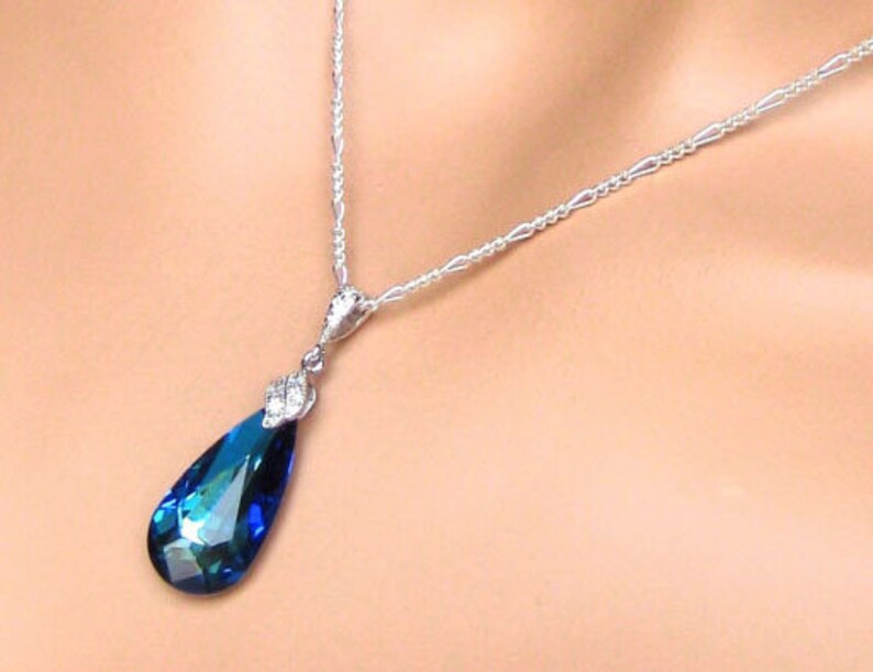 Bridesmaids Jewelry Set Bridal Jewelry Set Bermuda Blue Necklace and Earrings Set