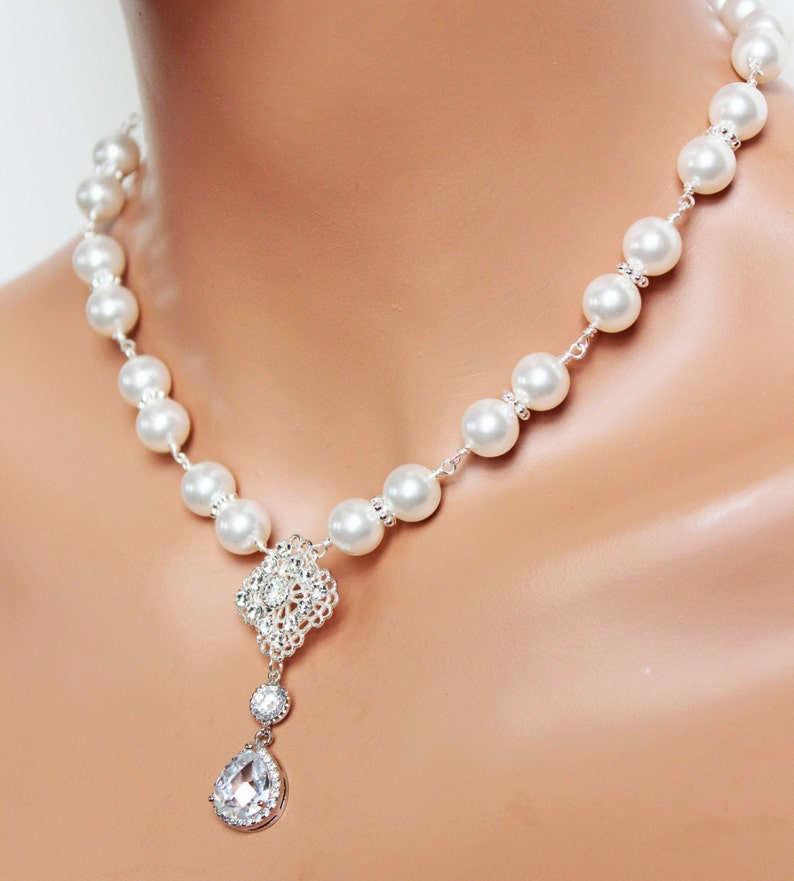 Swarovski Crystal Filigree Wedding Necklace Crystal and - Etsy