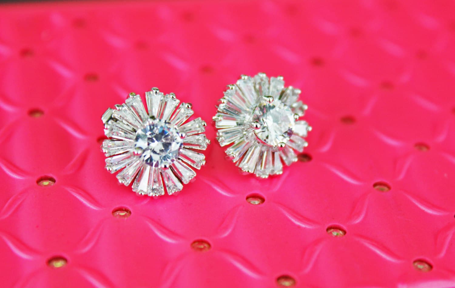 Cubic Zirconia Stud Bridal Earrings Crystal Stud Wedding Etsy
