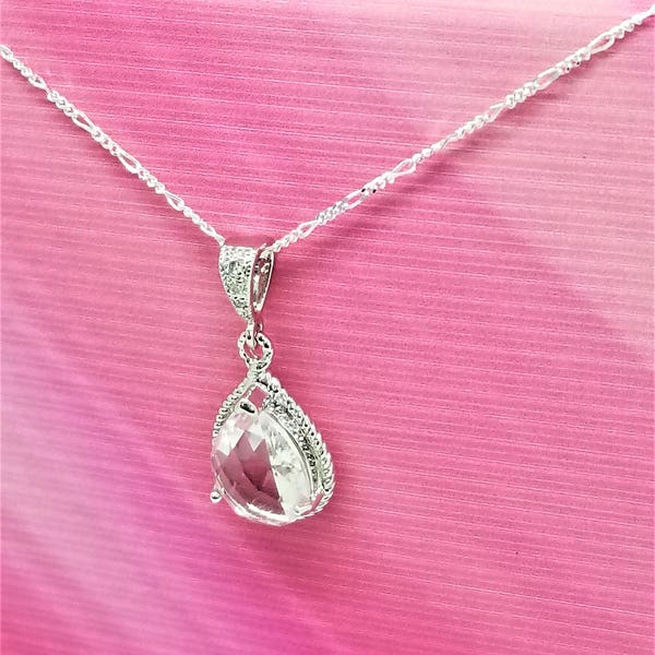 Collar de novia. Colgante de cristal. Joyería nupcial. Collar de damas de honor. Joyería de boda. Joyería de damas de honor