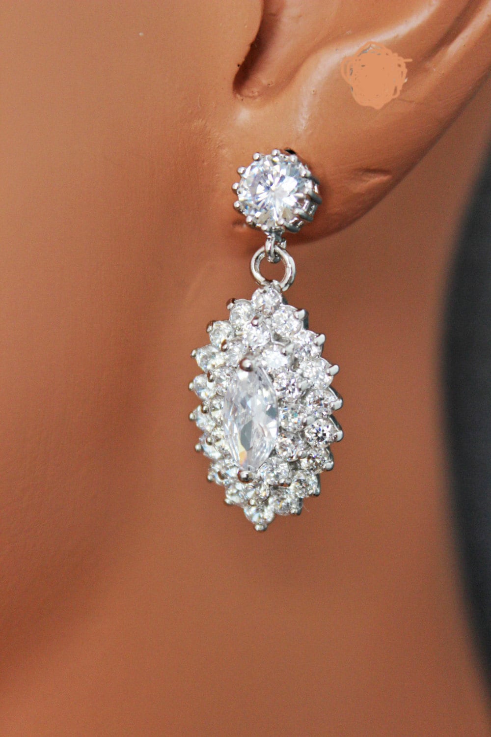 Marquise Bridal Earrings Crystal Wedding Earrings Cubic - Etsy