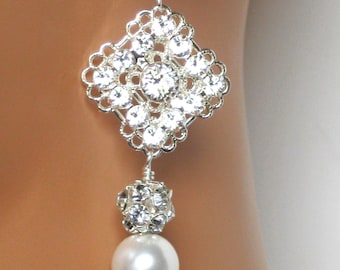 Bridal earrings, Rhinestone earrings, Wedding jewelry, Chandelier earrings, Long Dangle earrings