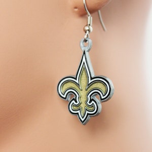 New Orleans Saints Earrings, Football Fan Earrings, Saints Fans Dangle Earrings, Perfect Gift for Football Fans