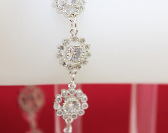 Crystal Setting Flower Wedding Bracelet, Bridal Bracelet, Mother of the Bride, Mother of the Groom, Wedding Bracelet