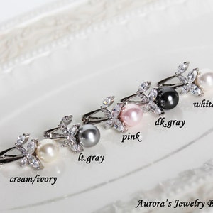 Pearl Drop Wedding Necklace. Cubic Zirconia Bridal Pendant. Bridal Necklace. Crystal Wedding Pendant. Bridesmaids Jewelry image 7