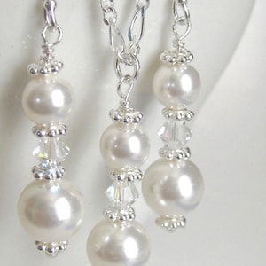 Pearl Drop Bridal Jewelry, Bridesmaids Gifts, Wedding Jewelry Set, Bridesmaids Jewelry Set