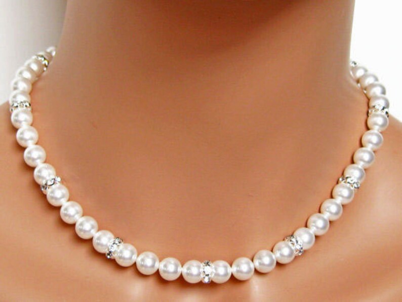 pearl and rhinestone wedding necklace