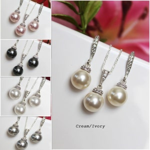 Pearl Drop Pendant and Pearl Drop Earrings Bridal Jewelry Set, Wedding Jewelry Set, Bridesmaids Jewelry Set, Bridal Accessories, Jewelry Set