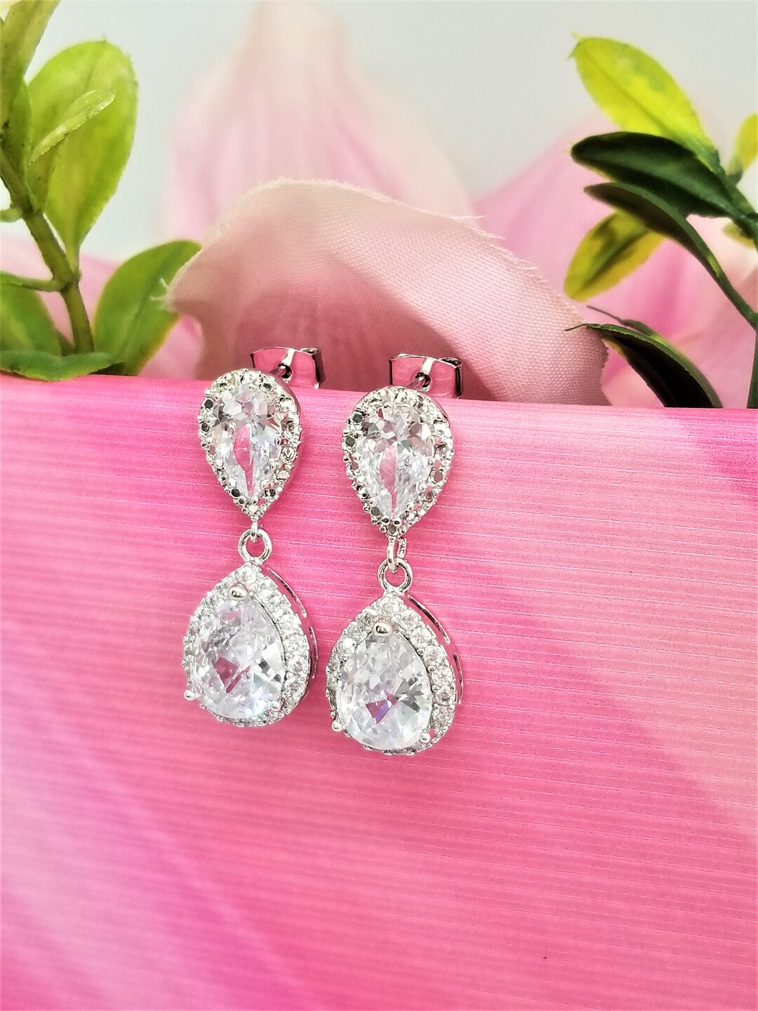 Bridal Earrings. Rhinestone Earrings. Bridal Jewelry. Bridesmaid Gifts