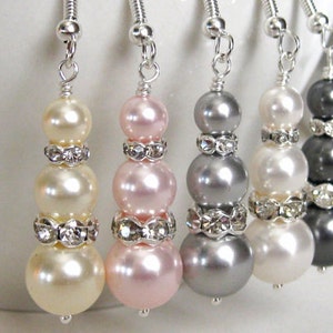 Pearl Drop Bridal Earrings. Bridal Jewelry. Bridesmaids Jewelry. Wedding Jewelry. Bridesmaid Earrings