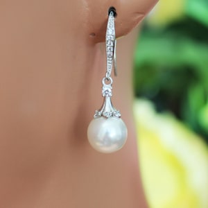 Swarovski Crystal Pearl Drop Wedding Earrings, Crystal Drop Bridal Earrings, Pearl Earrings, Bridesmaids Earrings, Bridal Accessories