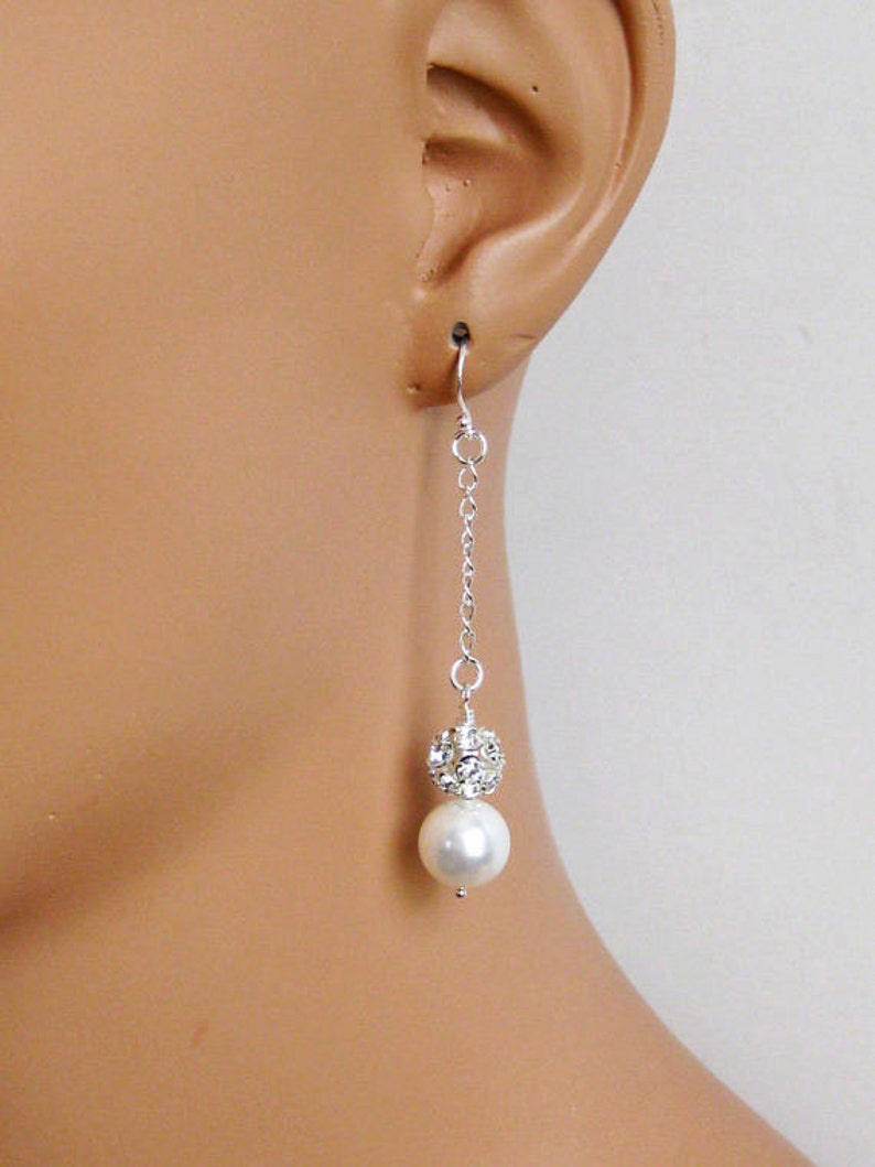 Rhinestone Bridal Reservation Earrings Long Max 42% OFF Dangle Drop Earri Wedding Pearl