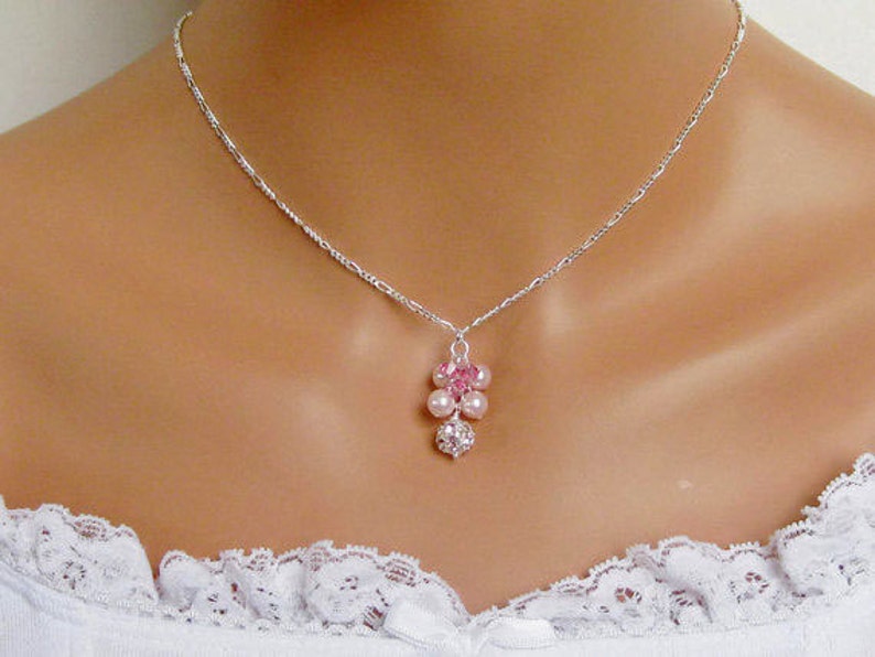 Egyptian Pink Crystal Necklace, Swarovski Crystal Pink Pearls
