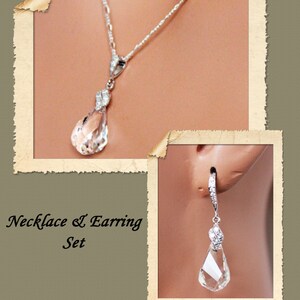 Bridal Jewelry Set, Wedding Necklace and Earring Set, Swarovski Crystal Clear Drop,  Bridesmaids Jewelry Gift Set