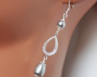 Rhinestone Bridal Earrings, Bridal Jewelry, Pearl Wedding Earrings, Wedding Jewelry, Bridesmaids Jewelry, Long Dangle