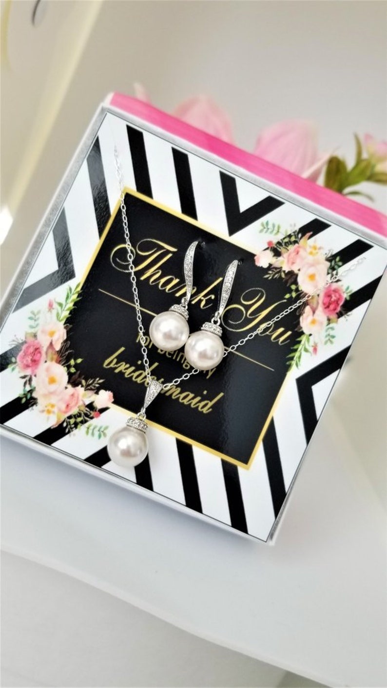 Bridesmaids Jewelry Set Wedding Jewelry Set Pearl Drop Pendant and Pearl Drop Earrings Bridal Jewelry Set Jewelry Set Bridal Accessories
