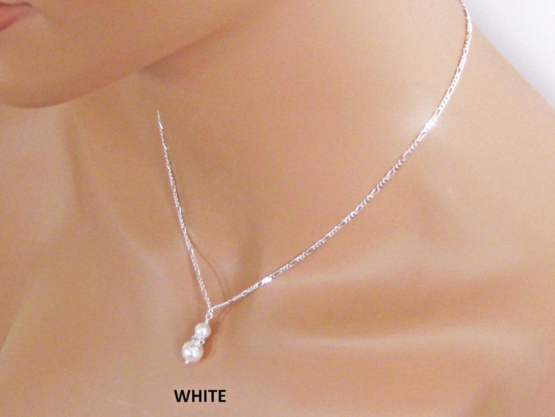 Pearl Drop Bridal Jewelry Set. Wedding Jewelry Set. Bridesmaids Jewelry Set, Rhinestone Pearl Pendant image 3