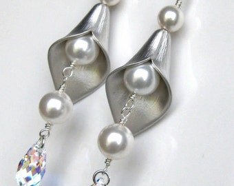 Bridal Earrings, Bridal Jewelry, Wedding Earrings, Dangle Pearl Earrings, Bridesmaids Gifts