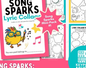 Song Sparks: Mini-Pack Collage de Letras | Hojas Creativas de Composición Musical para Niños 6–12 | PDF Música + Escritura