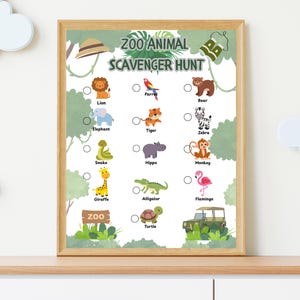 Printable Zoo Animal Scavenger Hunt Game | Kids Birthday Party Activity, Classroom, Safari Theme, Instant Download PDF