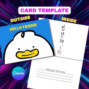 Kpop Demon Hunters Spara datumet och Hej vän-kort - Tackkort - Canva-mall - Födelsedagsinbjudan Fanart-vykort - Utskrivbart